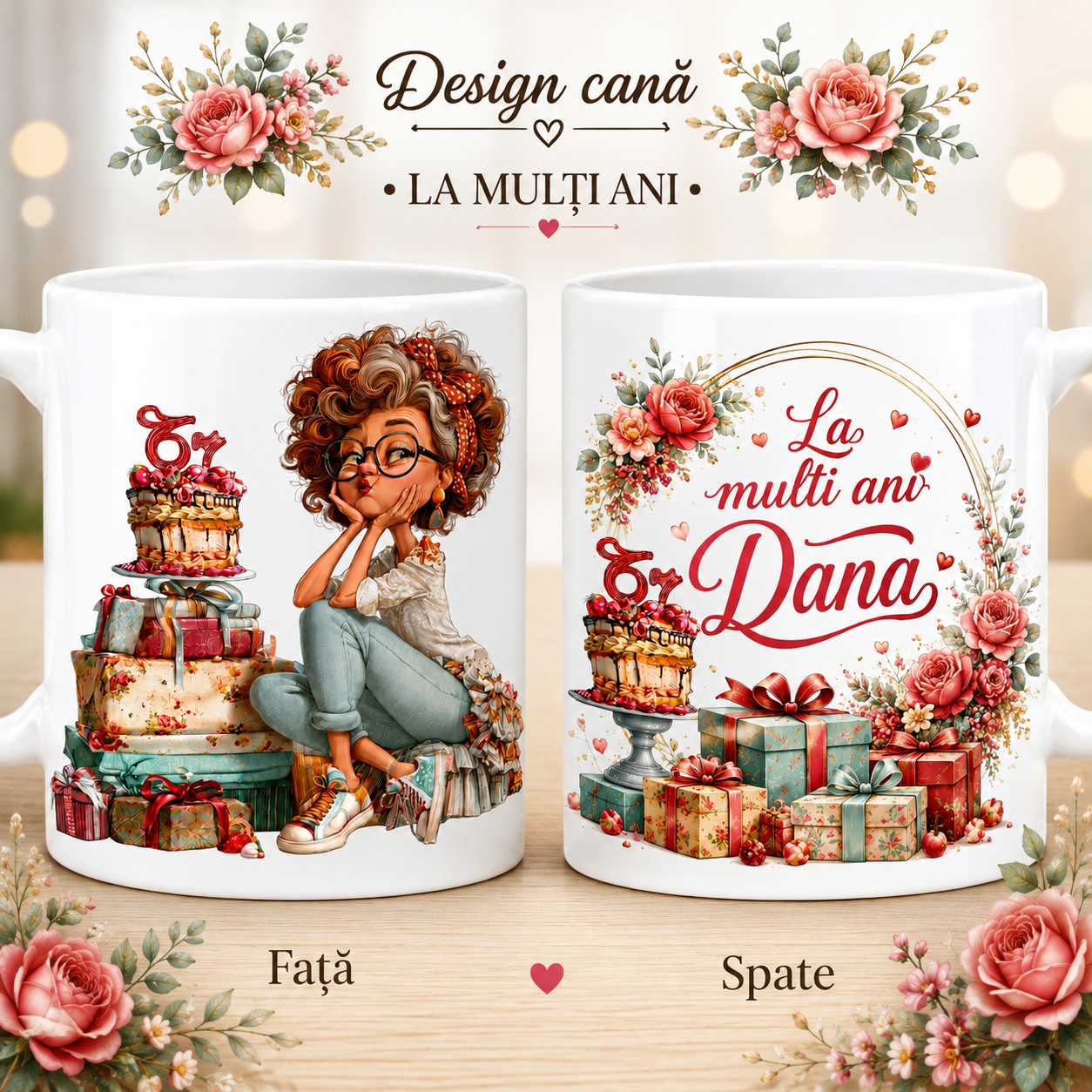 Cană personalizată cu nume – „La Mulți Ani” | 330 ml