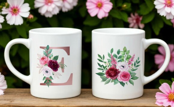 Cană personalizată cu monogramă sau inițială – 330 ml | Cadou elegant și unic
