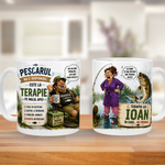 Cană personalizată pentru pescari – cu nume personalizabil și mesaj amuzant – 330 ml
