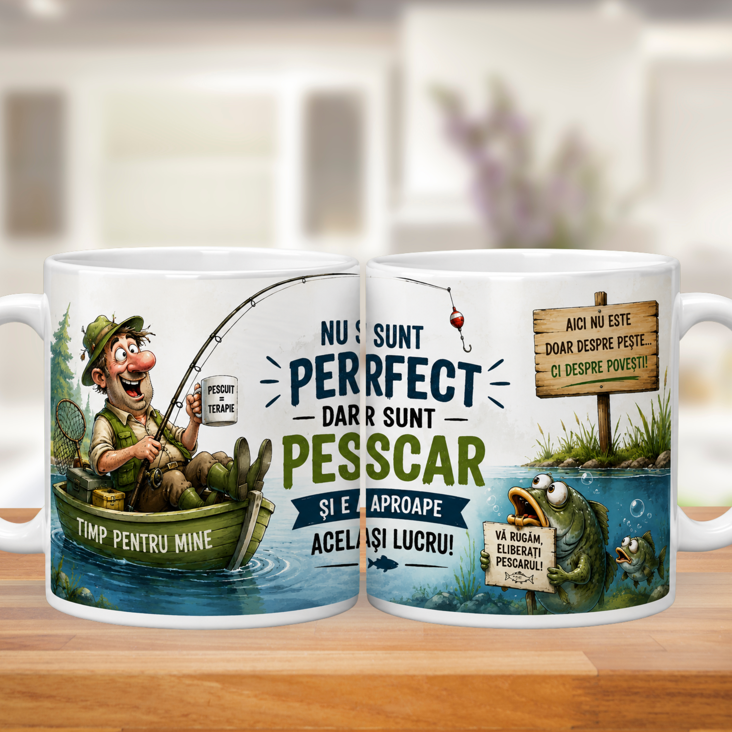 Cană personalizată „Pescuitul – cea mai bună terapie” – 330 ml