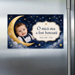 Mărturie de botez personalizată – Magnet de frigider 9 × 5,5 cm „O mică stea a fost botezată”