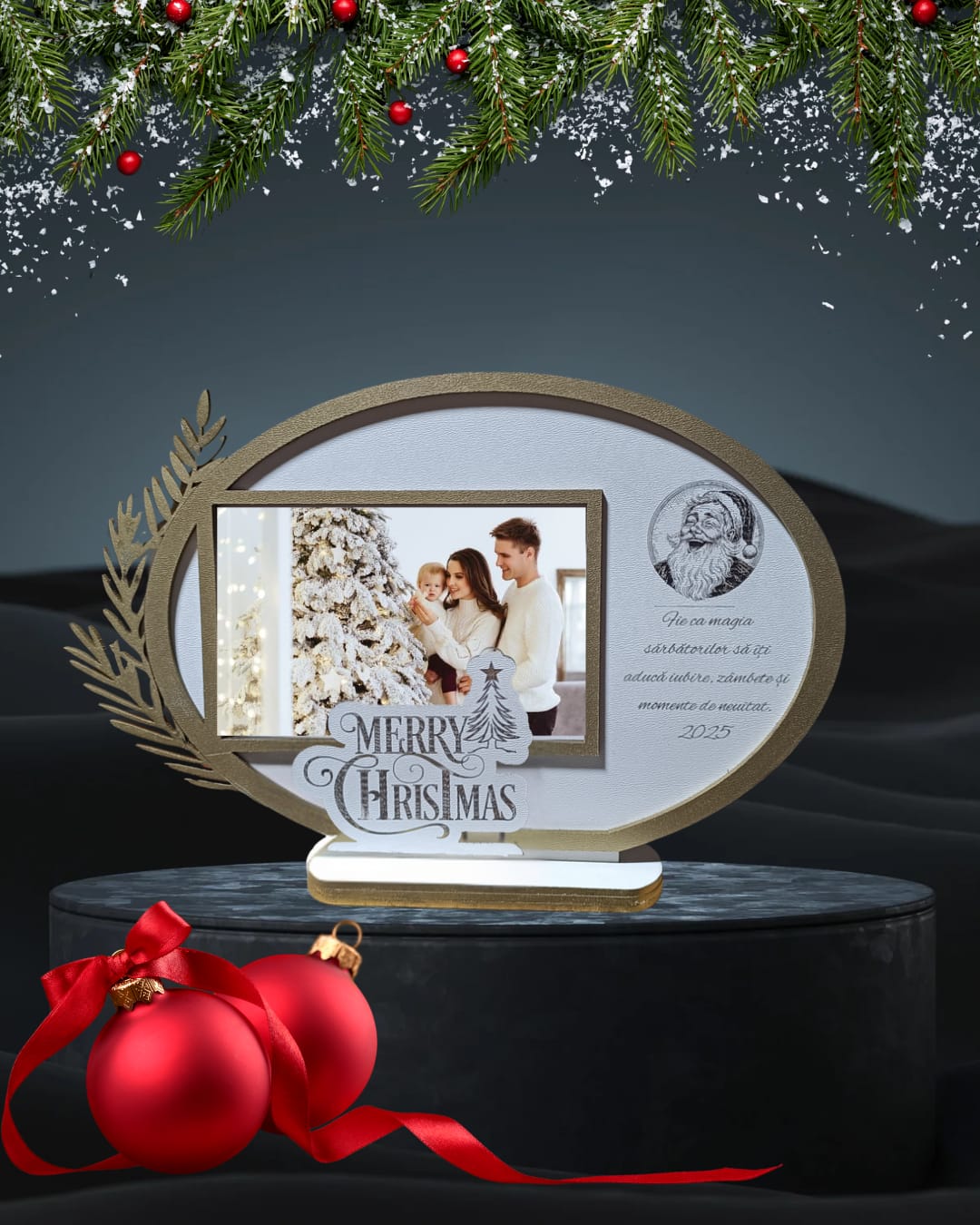 Ramă foto personalizată Crăciun – cadoul perfect pentru familie și cei dragi