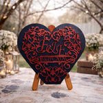 Inimă Decorativă Personalizată pentru Nuntă – Decor Lemn și MDF cu Data și Inițial