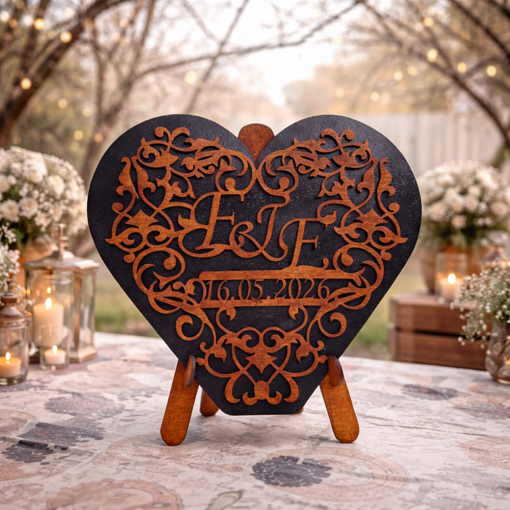 Inimă Decorativă Nuntă Personalizată – Colecția Premium (35×40 cm)