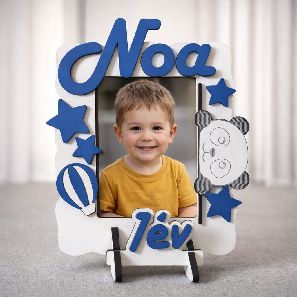 Ramă foto personalizată pentru copii cu nume model Noa