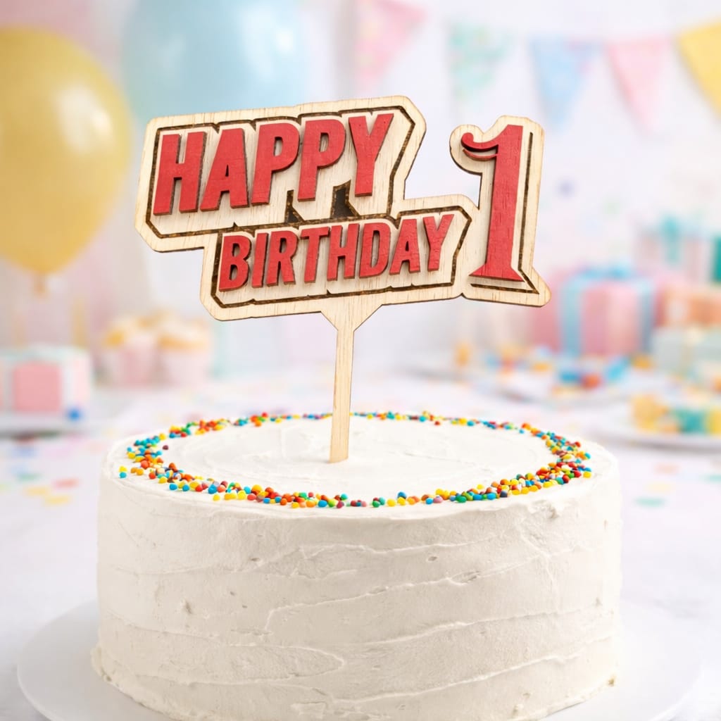 Topper tort „Happy Birthday” personalizat cu vârstă