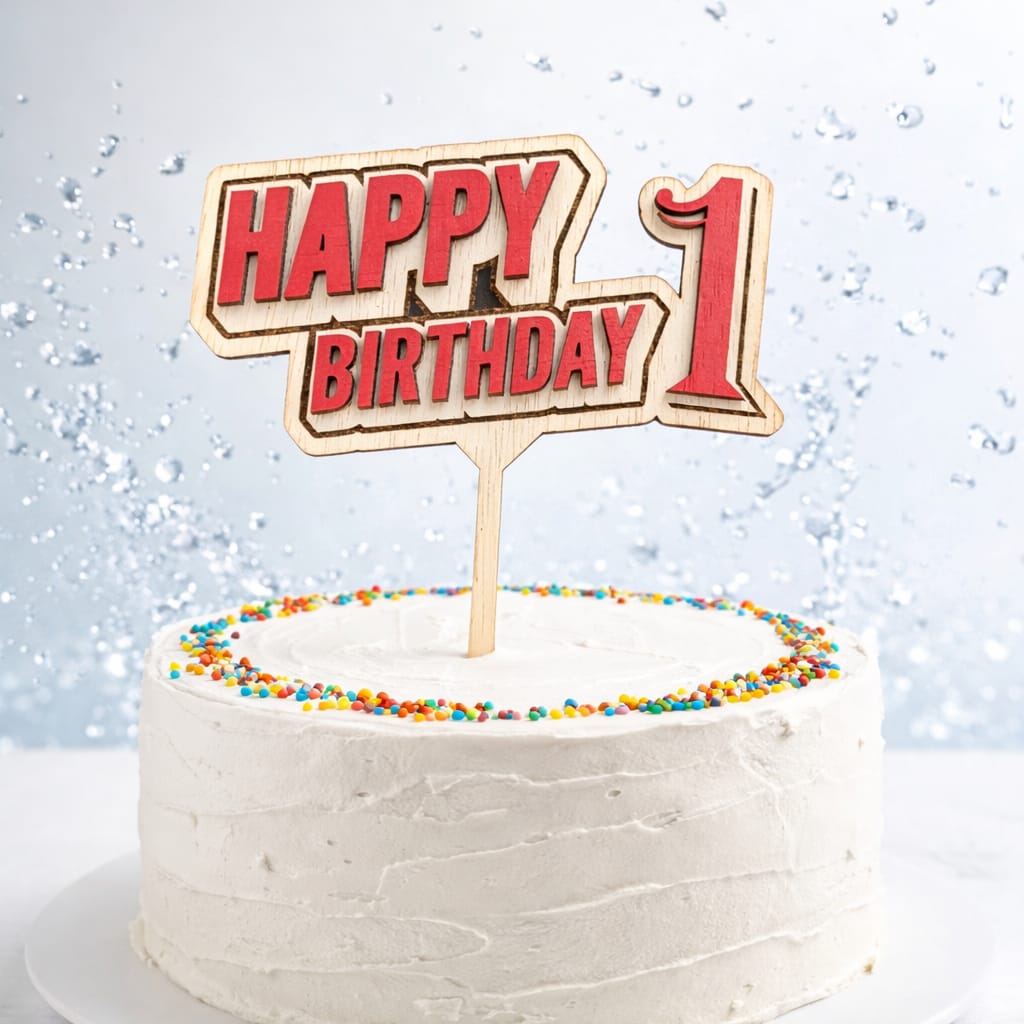 Topper tort „Happy Birthday” personalizat cu vârstă