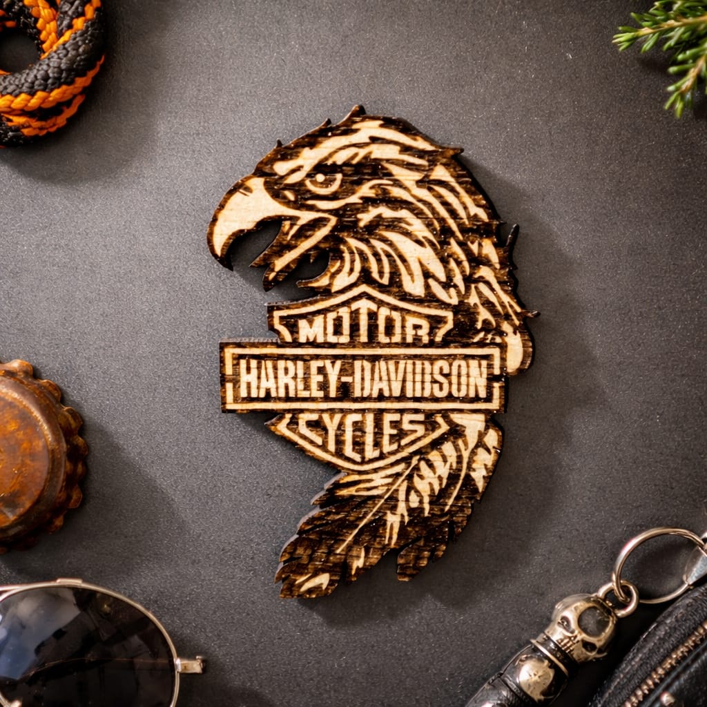 Magnet Frigider din Lemn – Stil Moto | Cadou Unic pentru Pasionați