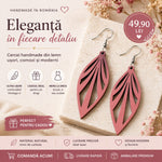 Cercei Handmade 6cm din Lemn Rose – Eleganță în Fiecare Detaliu
