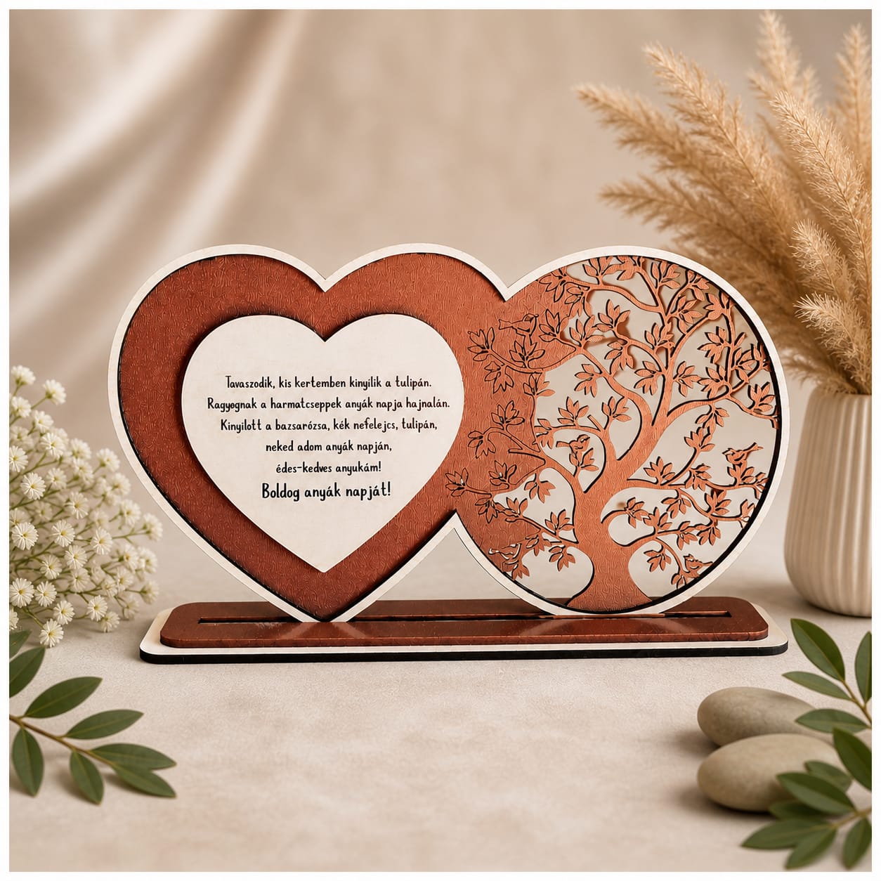 Cadou personalizat pentru Mama – Inimă cu Pomul Vieții și mesaj gravat