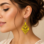 Cercei Handmade 4cm Eleganți yellow – Decupați Laser