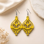 Cercei Handmade 4cm Eleganți yellow – Decupați Laser