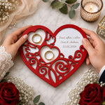 Suport verighete personalizat roșu – Accesoriul perfect pentru o nuntă de poveste