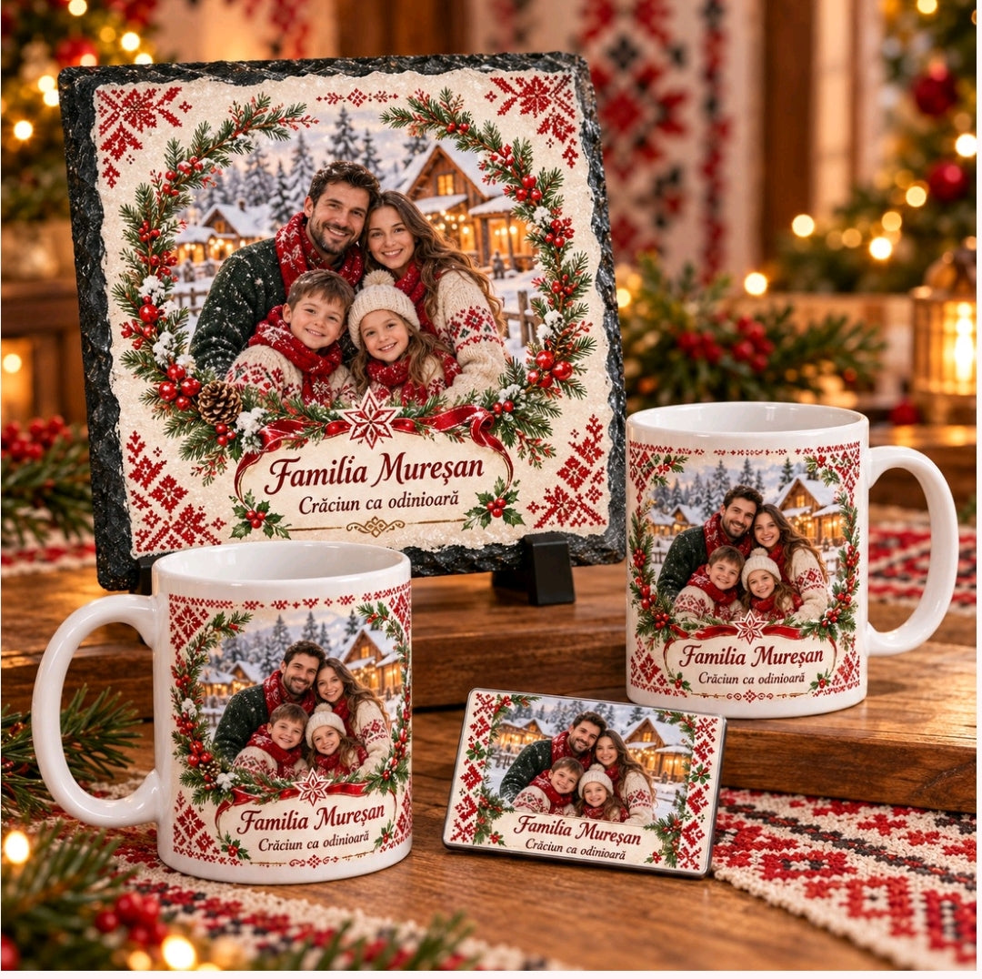 Set cadou de Crăciun personalizat pentru familie – „Crăciun ca odinioară”