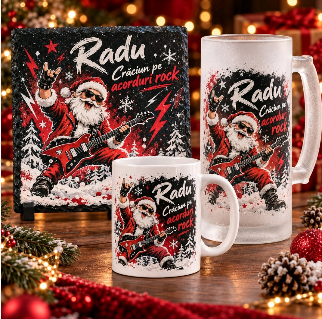 Set cadou de Crăciun personalizat pentru rockeri – „Crăciun pe acorduri rock”