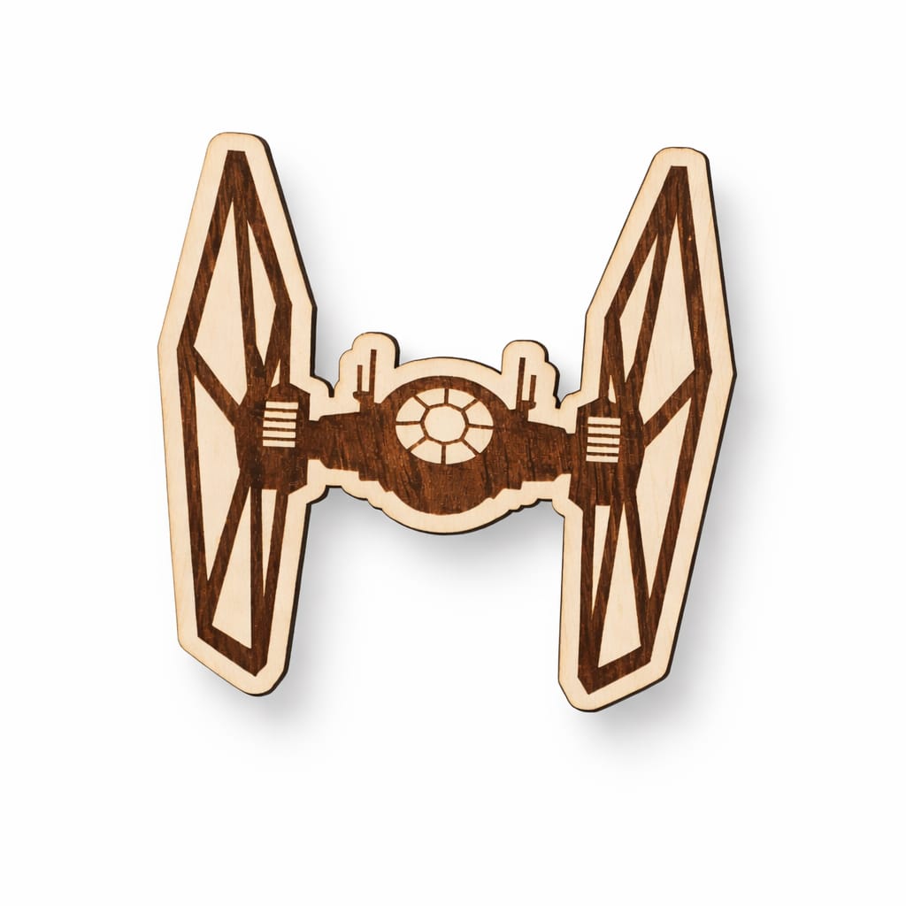 Magnet de frigider din lemn – Navă spațială | Design SF premium