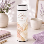 Termos Personalizat 500 ml cu Infuzor de Ceai, Nume și Mesaj – Design Abstract Elegant