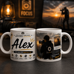 Cană personalizată pentru fotograf cu nume – vezi lumea prin obiectivul tău