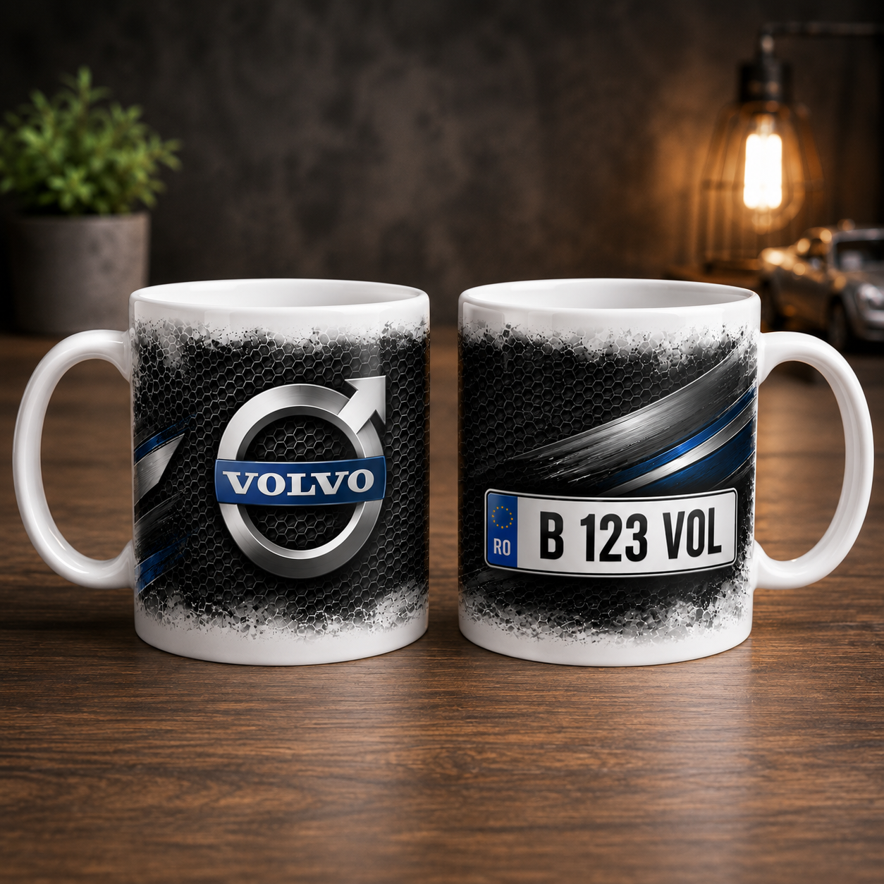 Cană Personalizată Volvo cu Număr de Înmatriculare – 330 ml | Personalizare Completă | Cadoul Ideal pentru Fanii Volvo
