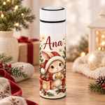 Termos Personalizat 500 ml cu Infuzor de Ceai și Nume – Iepuraș de Crăciun
