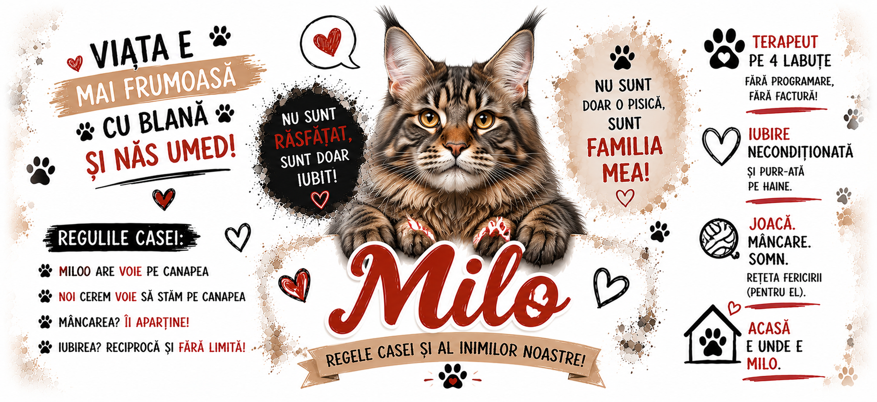 Cană personalizată cu nume – Maine Coon | Cadou personalizat pentru iubitorii de pisici