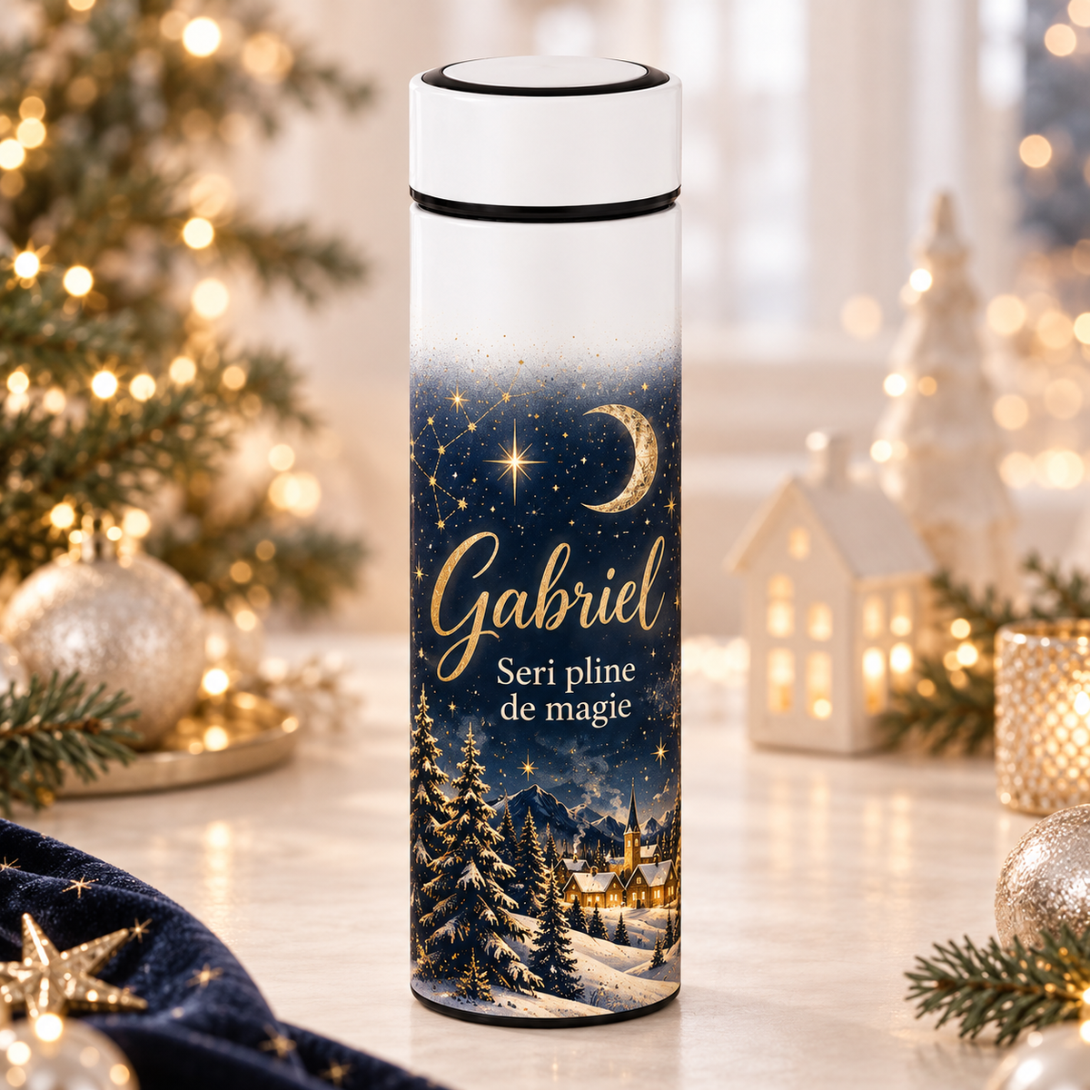 Termos Personalizat 500 ml cu Infuzor de Ceai, Nume și Mesaj – Seri Pline de Magie