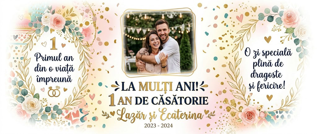 Cană Personalizată Aniversare 1 An de Căsătorie – (330 ml)