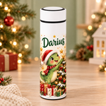 Termos Personalizat 500 ml cu Infuzor de Ceai și Nume – Dinozaur de Crăciun