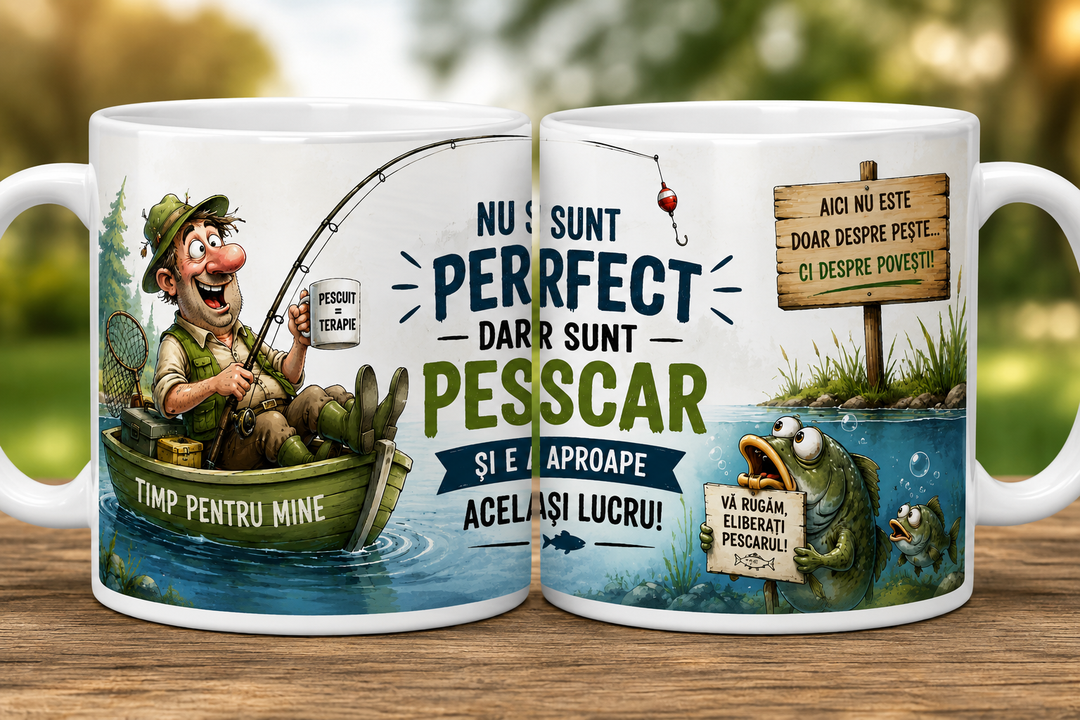Cană personalizată „Pescuitul – cea mai bună terapie” – 330 ml