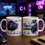 Cană personalizată gamer cu fotografie și nume – gamer prin alegere, legendă prin concentrare