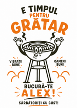 Șorț personalizat pentru grătar – „E timpul pentru grătar” cu nume personalizabil