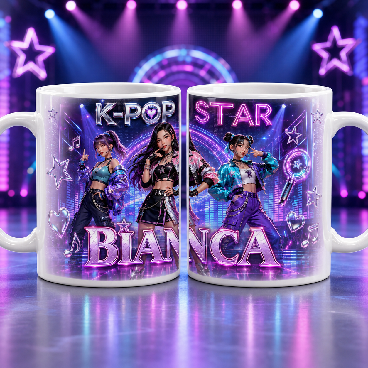 Cană personalizată K-Pop Star cu nume – model Bianca, 330 ml