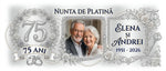 Cană personalizată Nuntă de Platină – 75 de ani de căsnicie | Cu poză, nume și ani personalizați