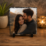 Placă din Ardezie Personalizată 20 × 20 cm cu Poză – Cadoul Perfect pentru Cupluri