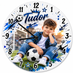 Ceas Personalizat fotbal pentru Copii cu Poză și Nume – Diametru 20 cm
