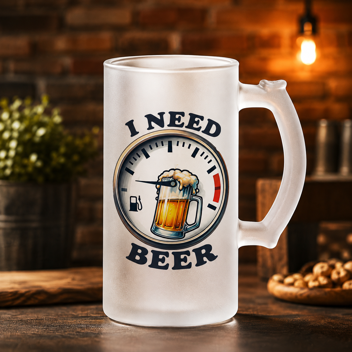 Halbă de bere 500 ml „I Need Beer” – cadou amuzant pentru iubitorii de bere