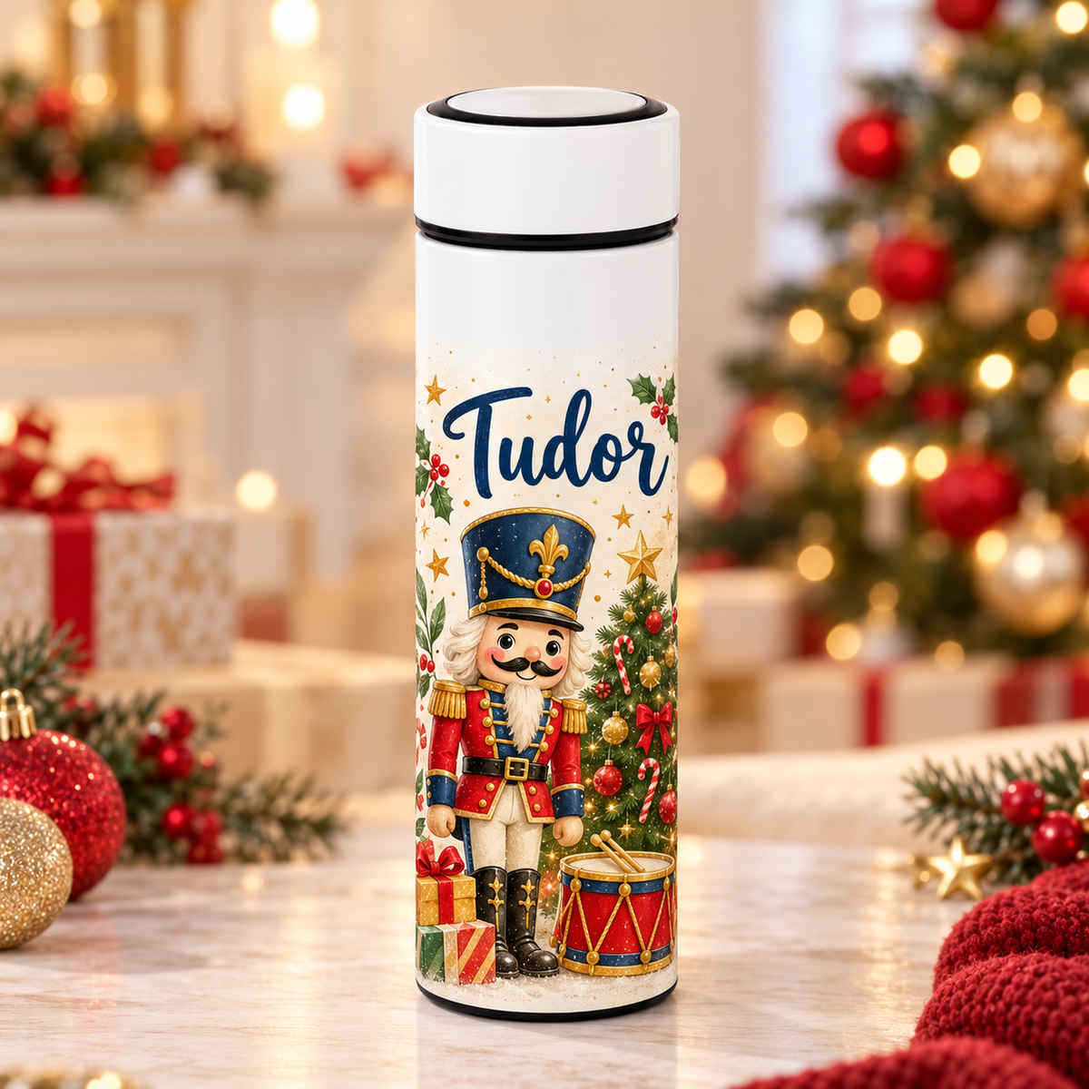 Termos Personalizat 500 ml cu Infuzor de Ceai și Nume – Spărgătorul de Nuci de Crăciun