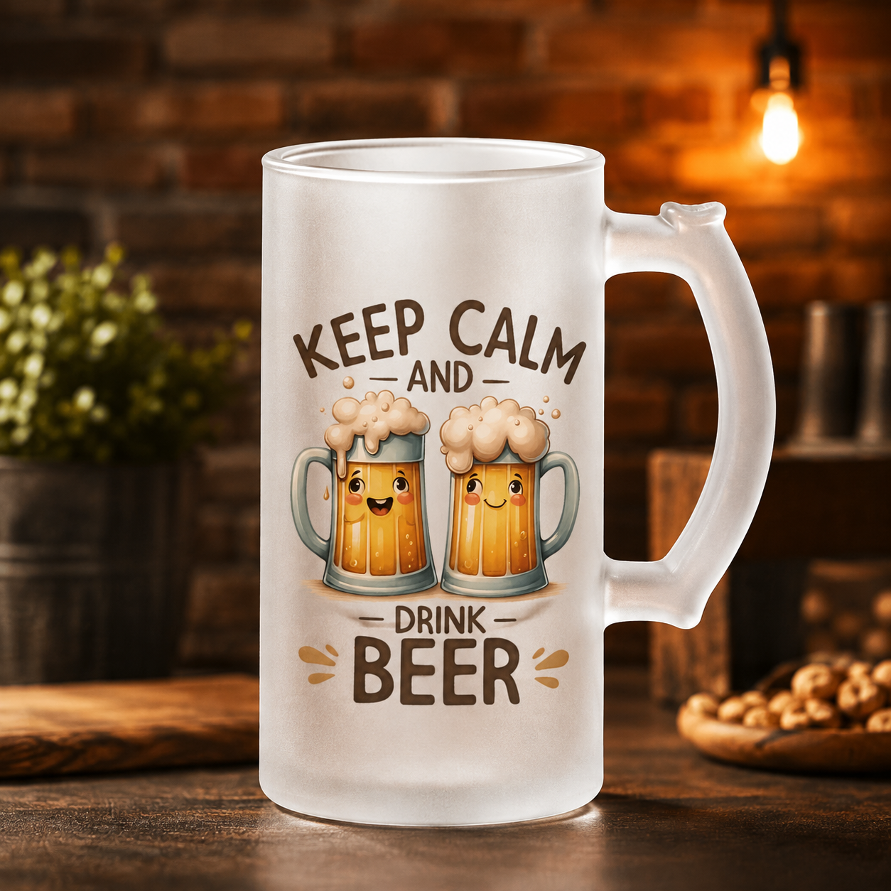 Halbă de bere 500 ml „Keep Calm and Drink Beer” – cadou amuzant pentru iubitorii de bere