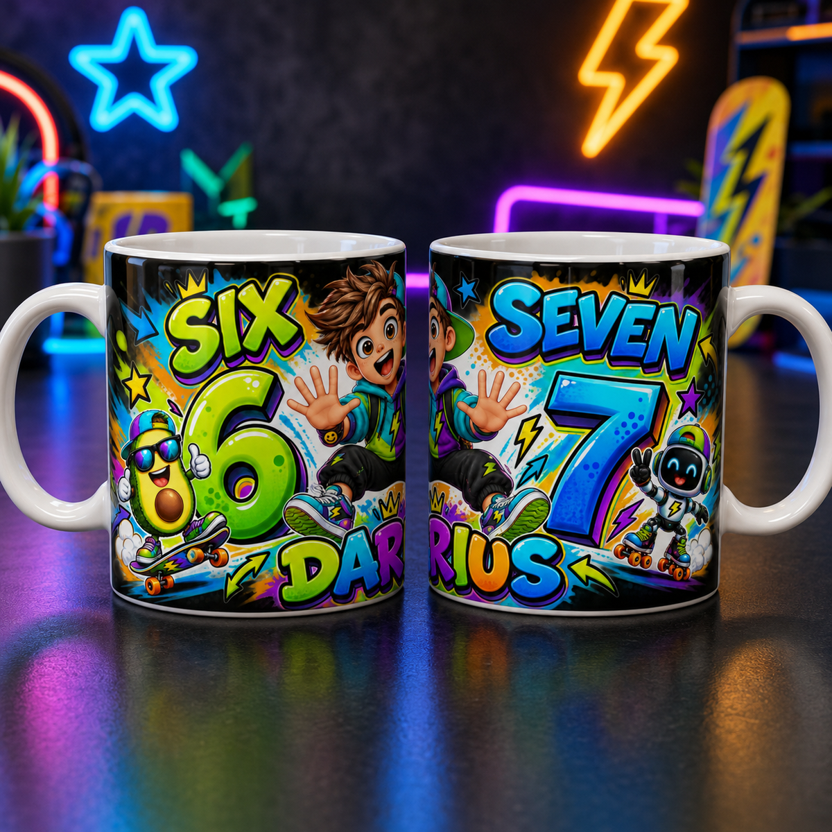 Cană personalizată „Six Seven – 67” pentru băieți cu nume – 330 ml