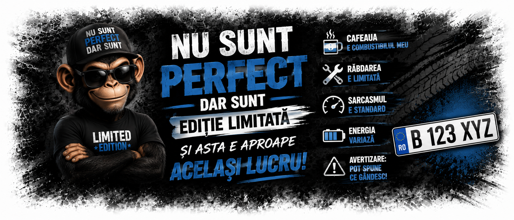 Cană Personalizată Amuzantă „Nu Sunt Perfect, Dar Sunt Ediție Limitată” – 330 ml | Personalizare cu Număr de Înmatriculare