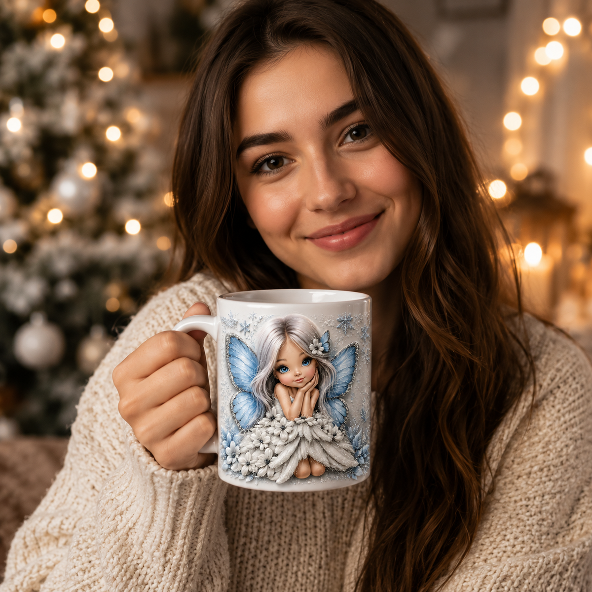 Cană personalizată cu nume – Zână albastră de iarnă