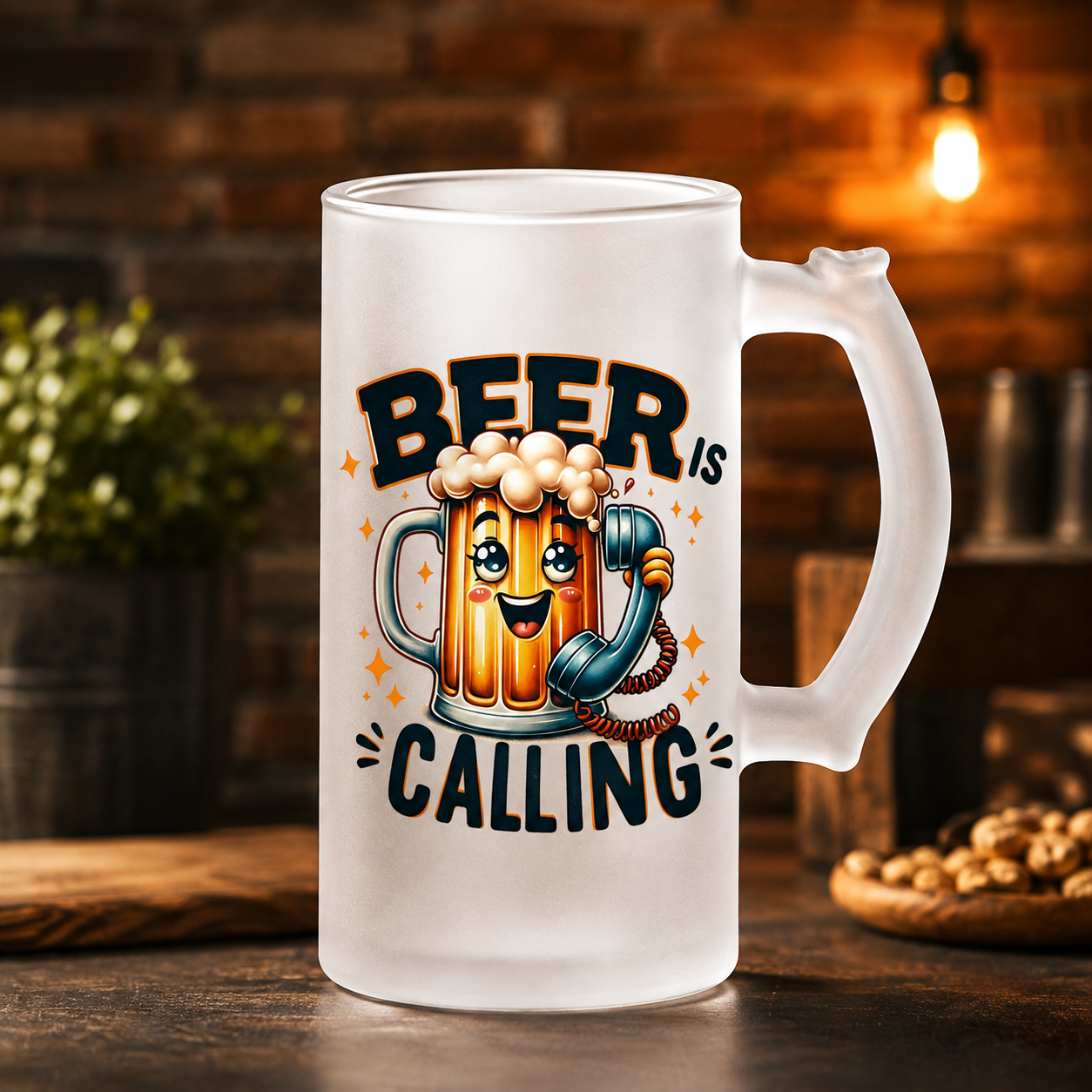 Halbă de bere 500 ml „Beer Is Calling” – cadou amuzant pentru iubitorii de bere