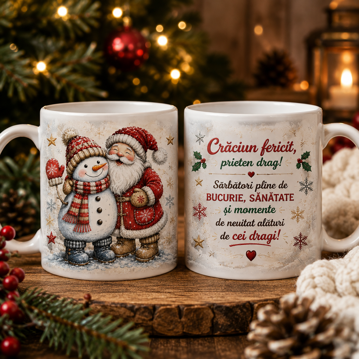 Cană de Crăciun pentru prieten – Cadou cu mesaj „Crăciun fericit, prieten drag!” 🎄🎅☃️