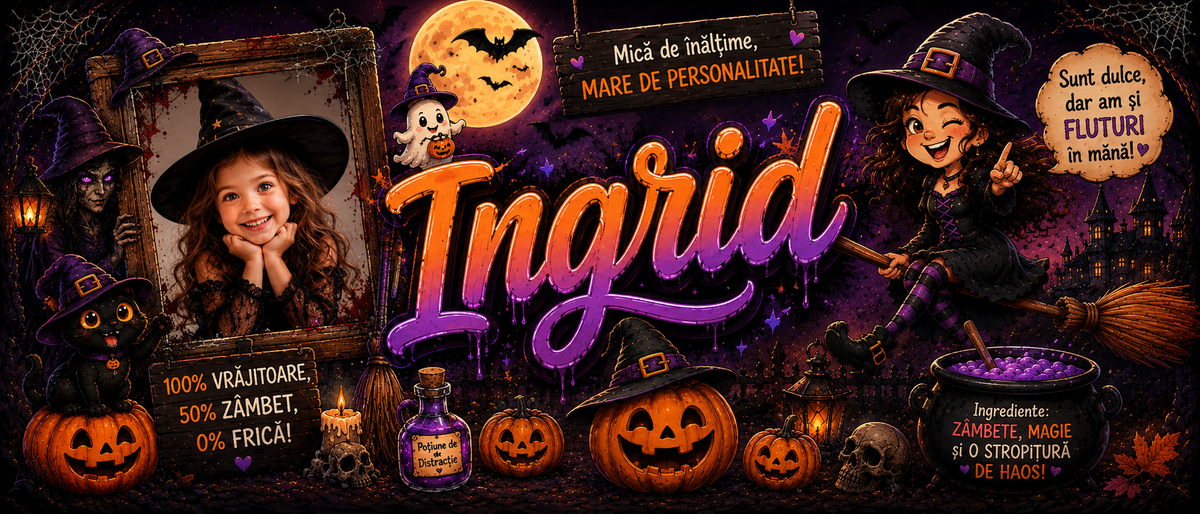 Cană personalizată Halloween cu poză și nume – cadou haios și original