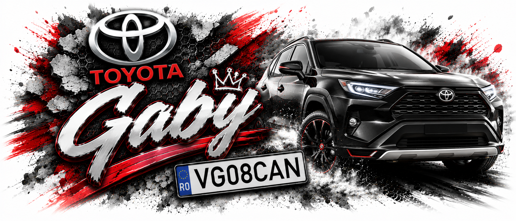 Cană personalizată Toyota cu nume și număr de înmatriculare – Cadou auto pentru pasionații Toyota