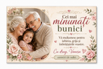 Magnet de frigider personalizat pentru bunici cu poză și mesaj – 9,5 × 6,5 cm