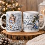 Cană personalizată de Crăciun cu nume – Zână de iarnă pentru fete ❄️🧚♀️