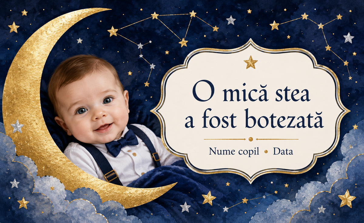 Mărturie de botez personalizată – Magnet de frigider 9 × 5,5 cm „O mică stea a fost botezată”
