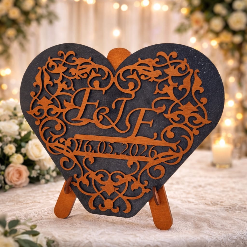 Inimă Decorativă Nuntă Personalizată – Colecția Premium (35×40 cm)
