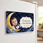 Mărturie de botez personalizată – Magnet de frigider 9 × 5,5 cm „O mică stea a fost botezată”